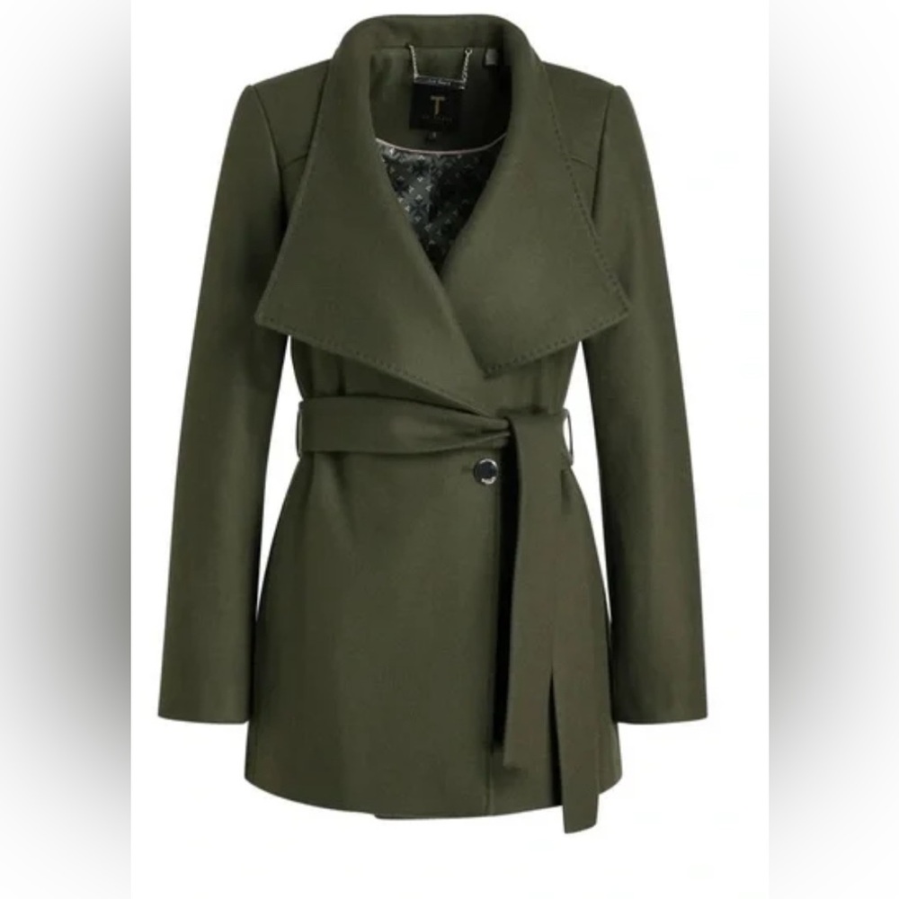 NWT Ted Baker Khaki Wrap Wool Coat